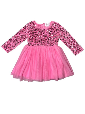 Hot Pink Sequin Velvet Tulle Chiffon Girls Special Occasion Tutu Dress - Sydney So Sweet