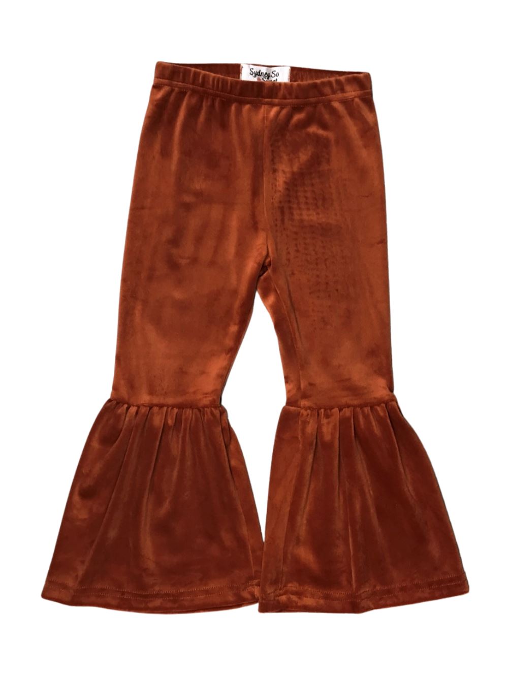 Rust Orange Girls Velvet Bell Bottoms - Sydney So Sweet