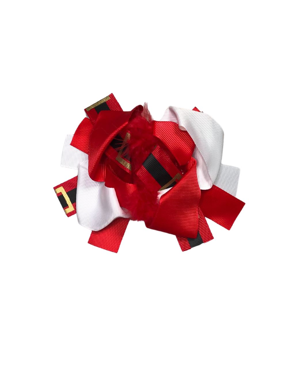 Santa's Little Helper Red Fuzzy Girls Hair Bow - Sydney So Sweet