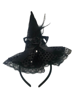 Fancy Black Witch Headband Hat Kid or Adult Costume Accessory - Sydney So Sweet