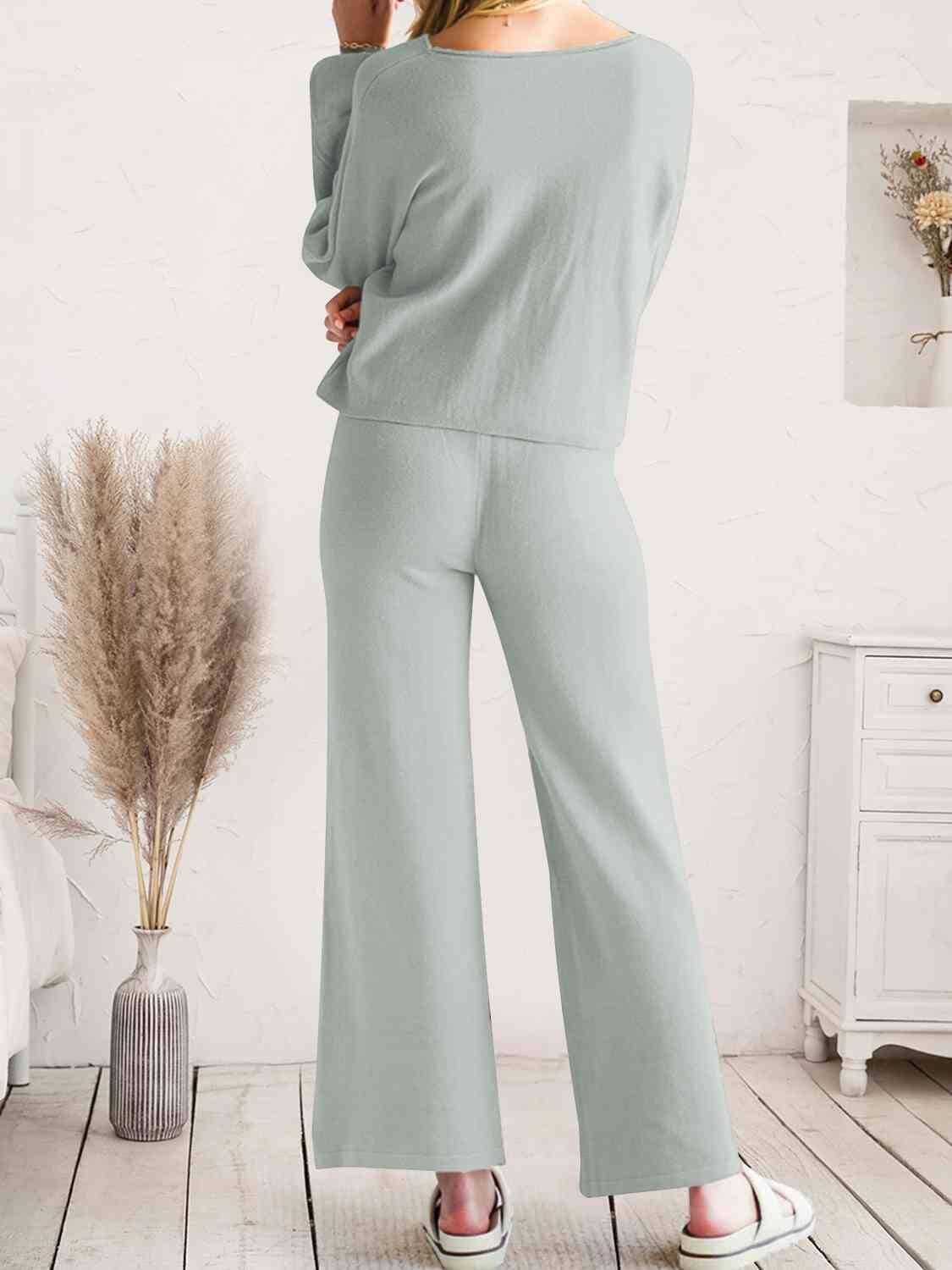 Long Sleeve Lounge Top and Drawstring Pants Set - Sydney So Sweet