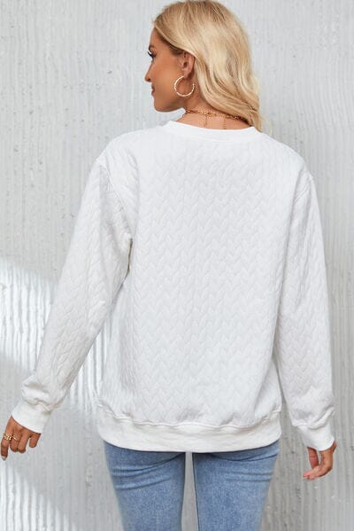 XOXO Heart Round Neck Dropped Shoulder Sweatshirt - Sydney So Sweet