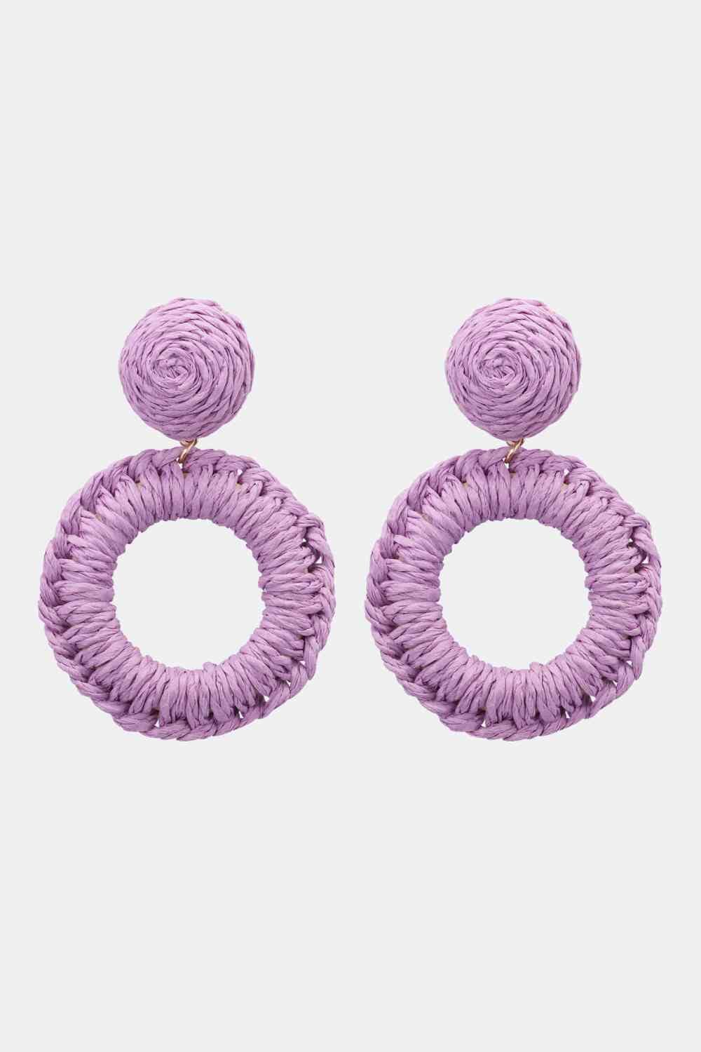 Round Shape Raffia Grass Dangle Earrings - Sydney So Sweet