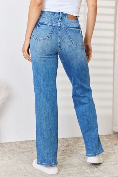 Judy Blue Full Size High Waist Distressed Straight-Leg Jeans - Sydney So Sweet