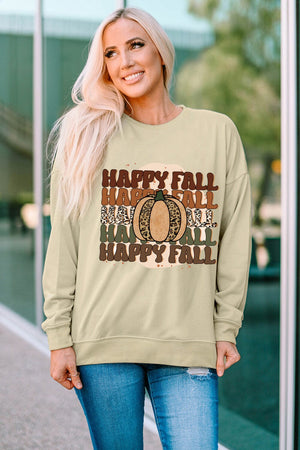 HAPPY FALL Pumpkin Dropped Shoulder Sweatshirt - Sydney So Sweet