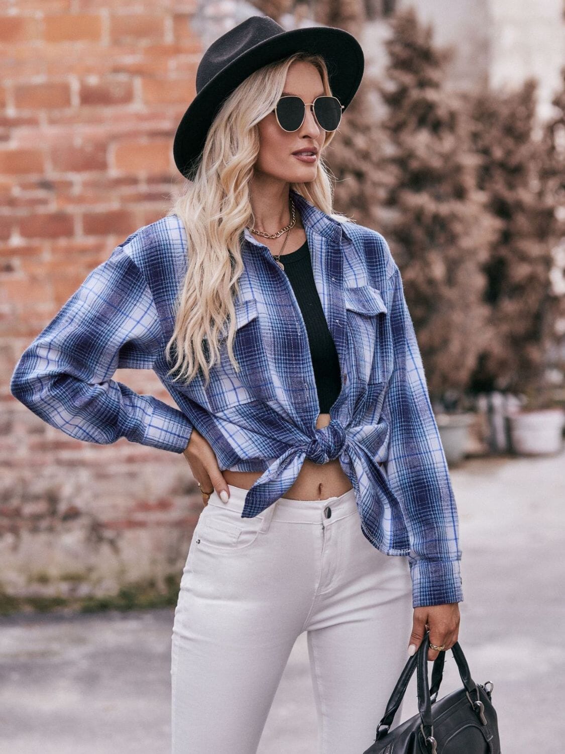 Plaid Dropped Shoulder Longline Shirt - Sydney So Sweet