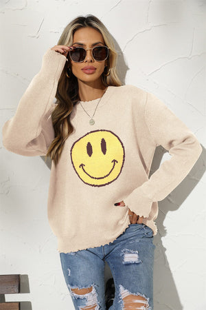 Smily Face Graphic Sweater - Sydney So Sweet