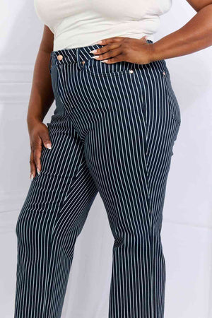 Judy Blue Cassidy Full Size High Waisted Tummy Control Striped Straight Jeans - Sydney So Sweet
