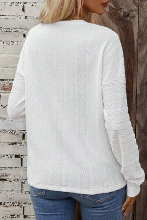 Round Neck Dropped Shoulder Cable Knit Top - Sydney So Sweet