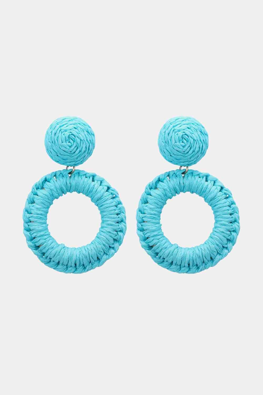 Round Shape Raffia Grass Dangle Earrings - Sydney So Sweet