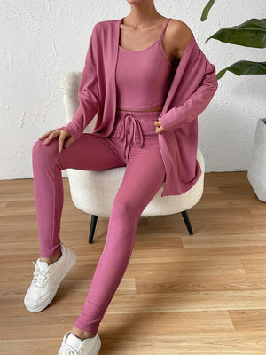 Cami, Open Front Cardigan, and Pants Set - Sydney So Sweet