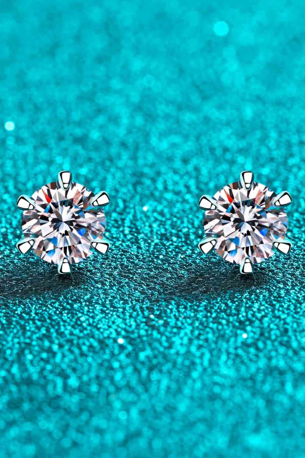 1 Carat Moissanite Rhodium-Plated Stud Earrings - Sydney So Sweet