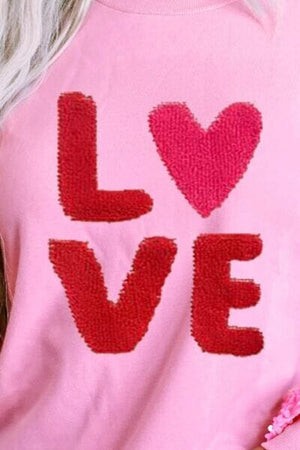 LOVE Sequin Dropped Shoulder Sweatshirt - Sydney So Sweet
