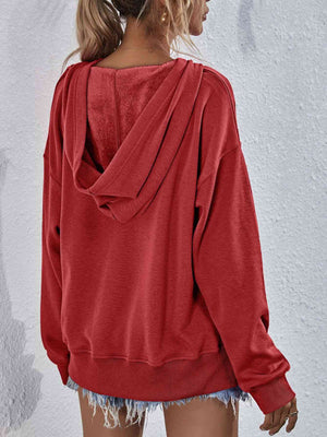 Dropped Shoulder Slit Hoodie - Sydney So Sweet