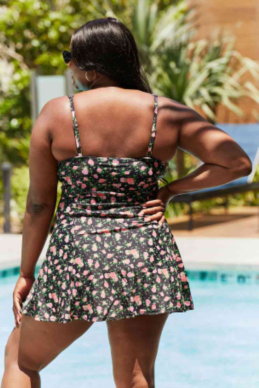 Clear Waters Womens Swim Dress in Black Roses - Sydney So Sweet