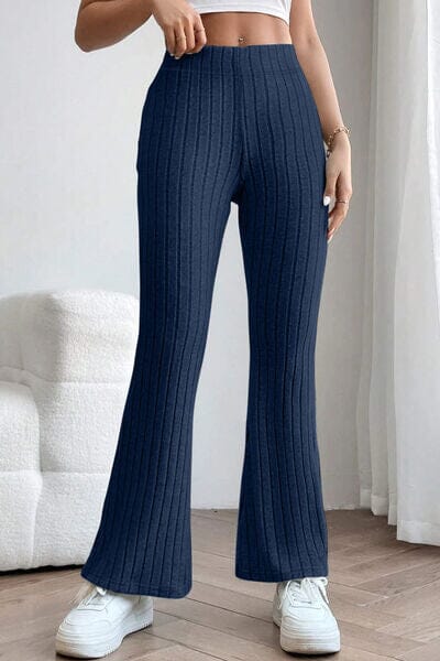 Basic Bae Full Size Ribbed High Waist Flare Pants - Sydney So Sweet