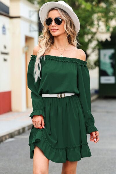 Frill Off-Shoulder Flounce Sleeve Dress - Sydney So Sweet