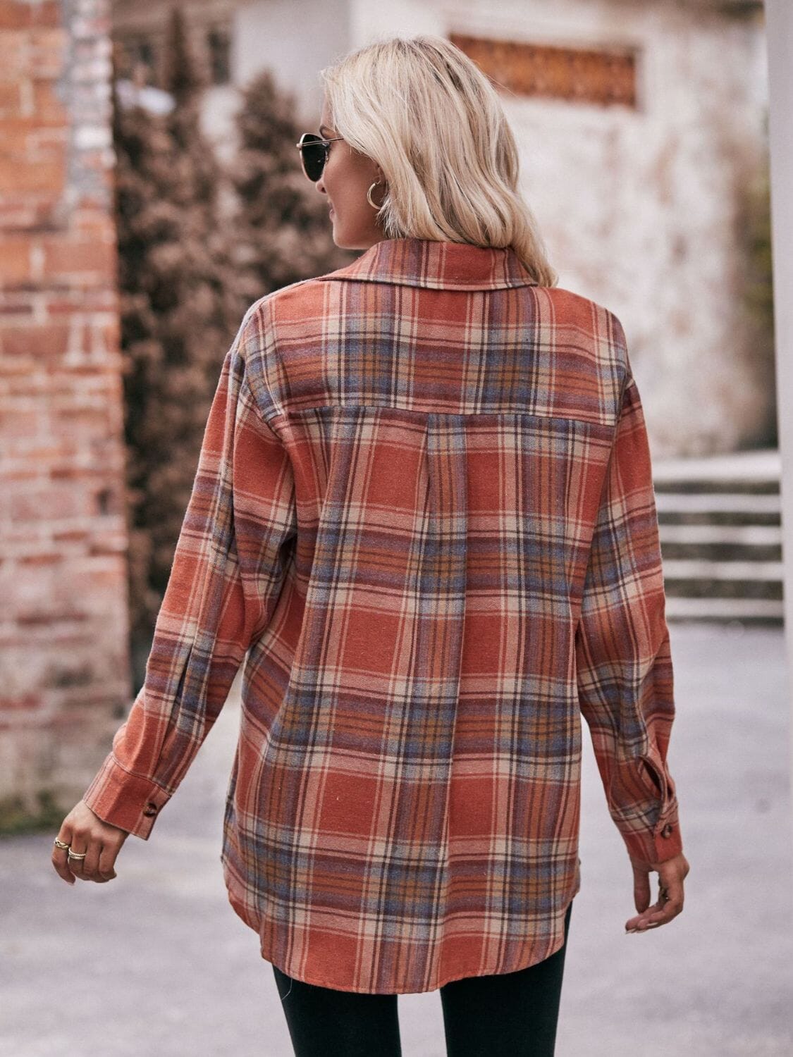 Plaid Dropped Shoulder Longline Shirt - Sydney So Sweet