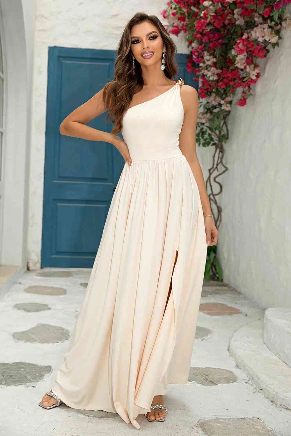 One-Shoulder Split Maxi Dress - Sydney So Sweet