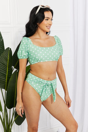 Marina West Swim Vacay Ready Puff Sleeve Bikini in Gum Leaf - Sydney So Sweet