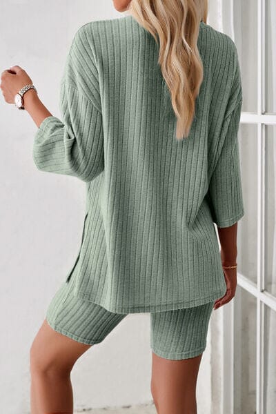 Ribbed Round Neck Top and Shorts Set - Sydney So Sweet