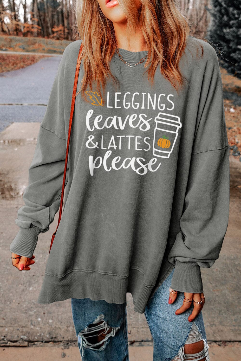 LEGGINGS LEAVES LATTES PLEASE Graphic Sweatshirt - Sydney So Sweet