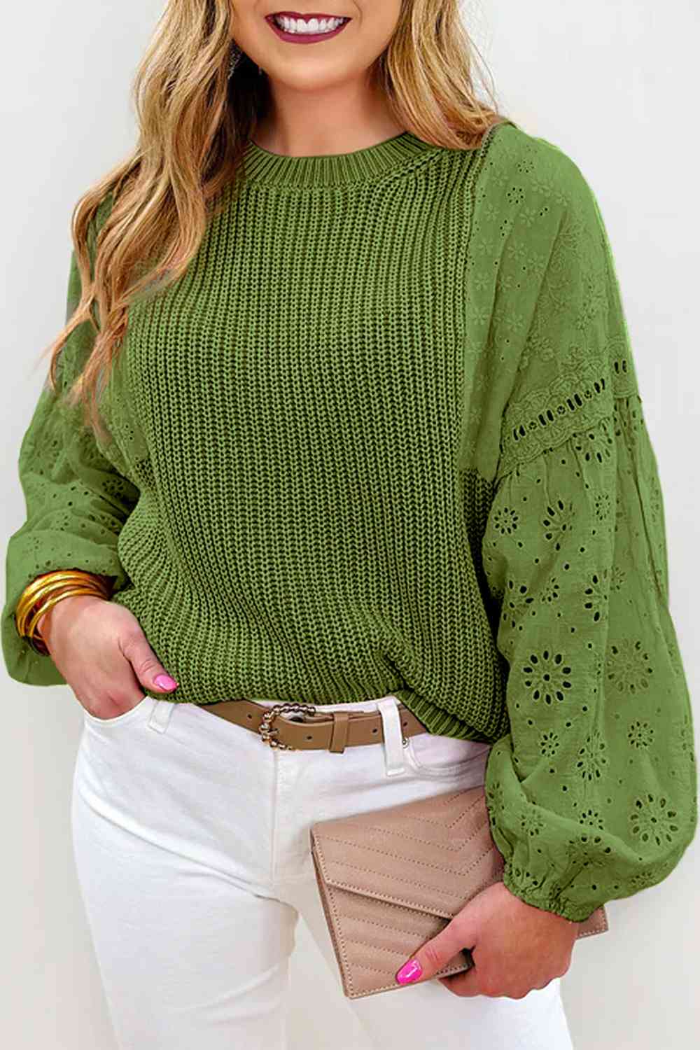 Eyelet Long Sleeve Sweater - Sydney So Sweet