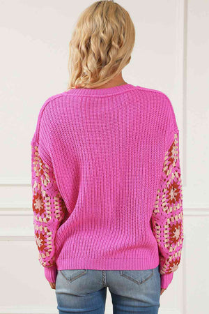 Exposed Seam V-Neck Drop Shoulder Sweater - Sydney So Sweet