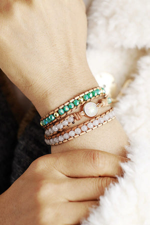 Crystal & Opal Triple-Layered Beaded Bracelet - Sydney So Sweet