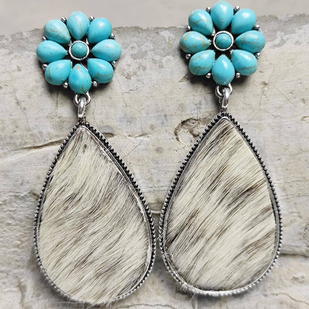 Turquoise Flower Teardrop Earrings - Sydney So Sweet