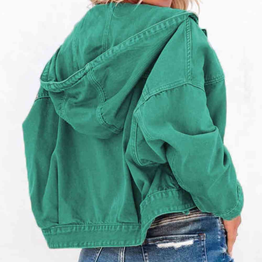 Hooded Dropped Shoulder Denim Jacket - Sydney So Sweet