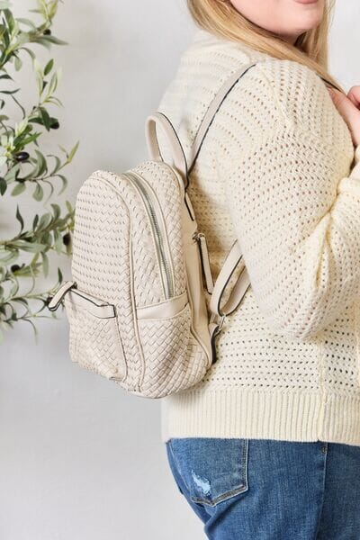 PU Leather Woven Backpack - Sydney So Sweet