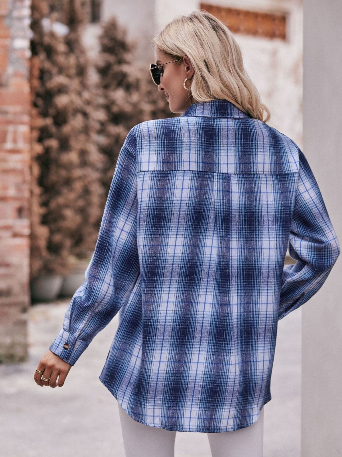 Plaid Dropped Shoulder Longline Shirt - Sydney So Sweet