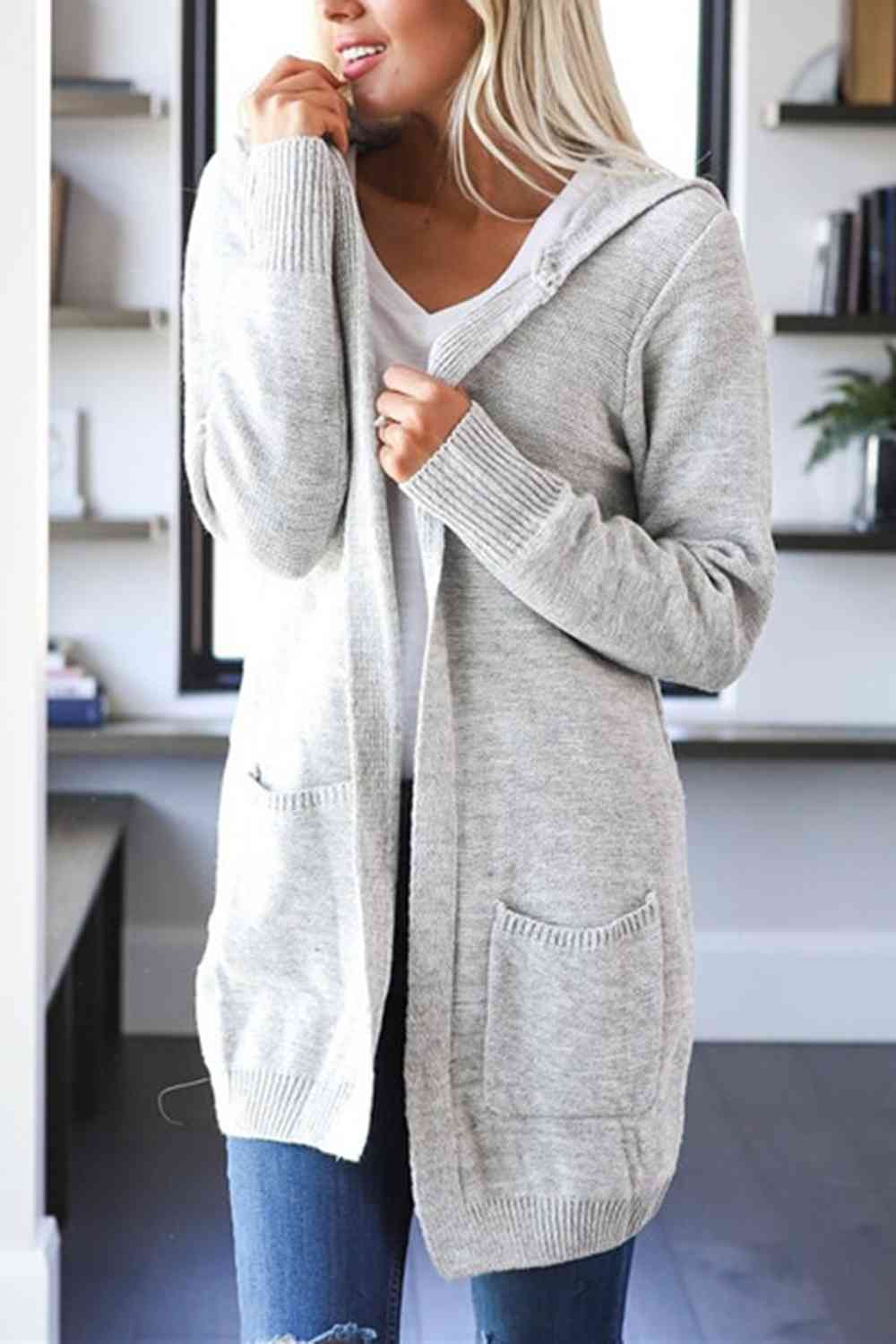 Heathered Open Front Cardigan with Pockets - Sydney So Sweet