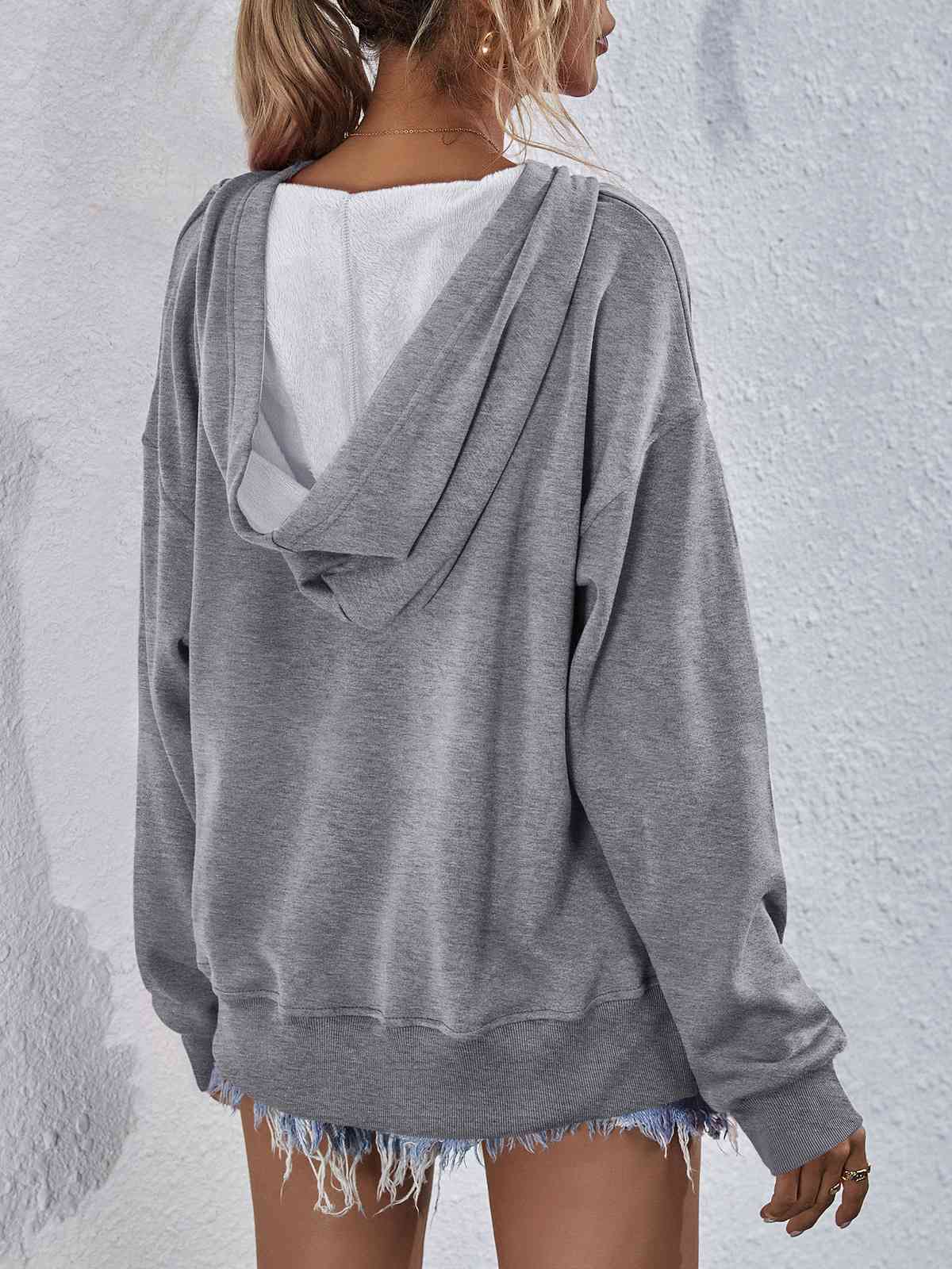 Dropped Shoulder Slit Hoodie - Sydney So Sweet