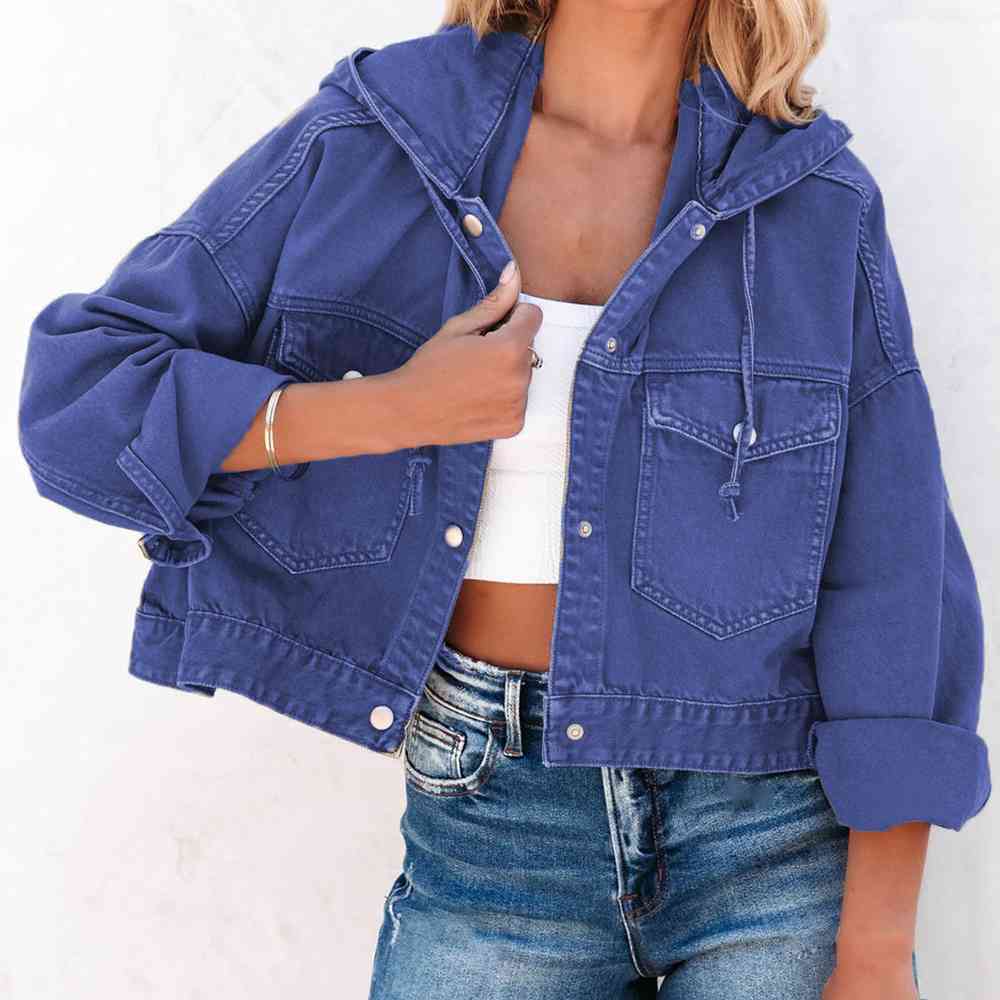 Hooded Dropped Shoulder Denim Jacket - Sydney So Sweet