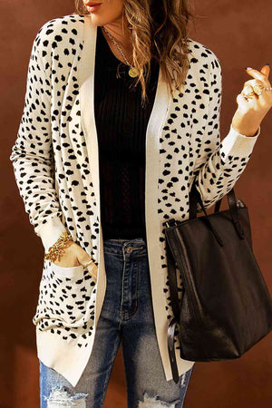 Leopard Spotted Long Sleeve Cardigan with Pocket - Sydney So Sweet