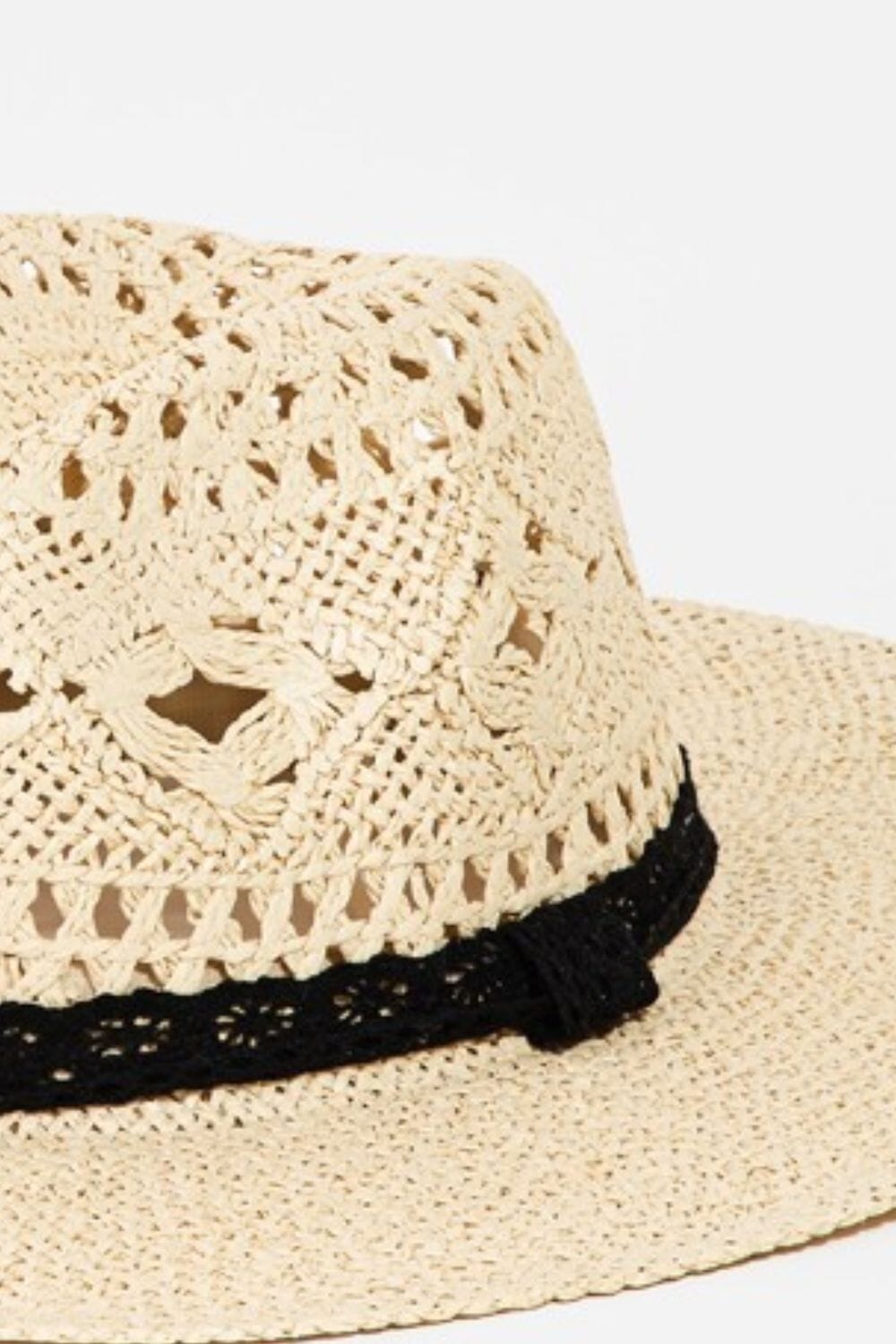 Fame Openwork Lace Detail Wide Brim Hat - Sydney So Sweet