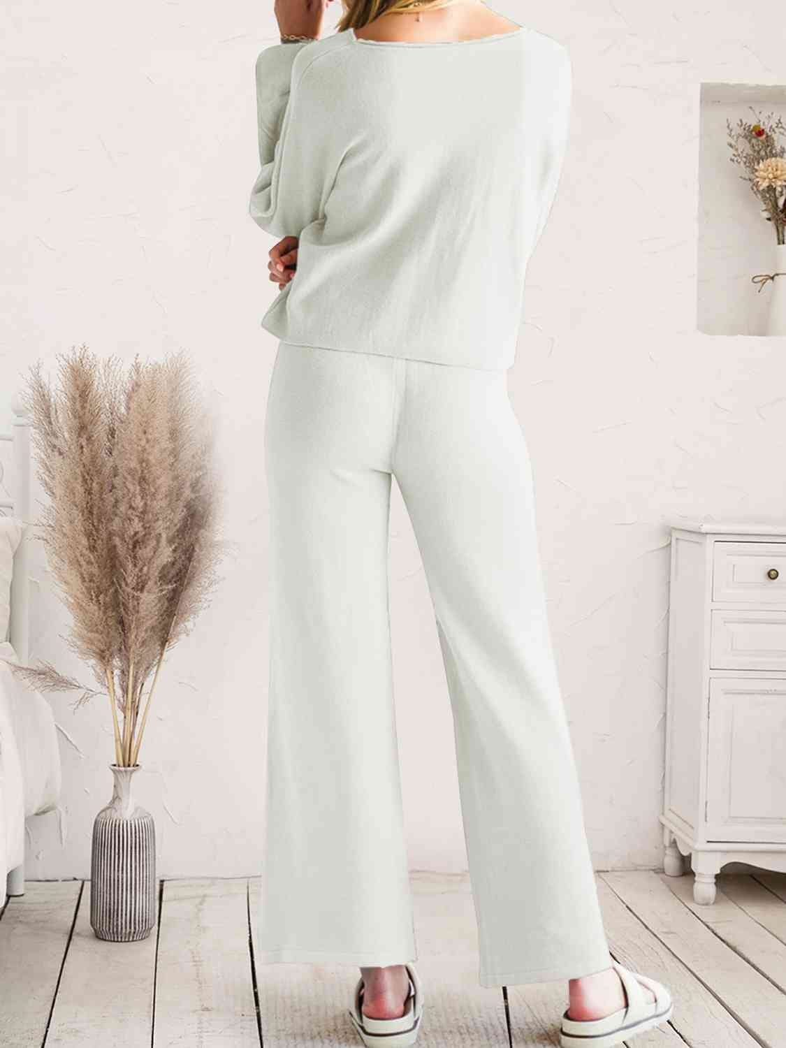 Long Sleeve Lounge Top and Drawstring Pants Set - Sydney So Sweet