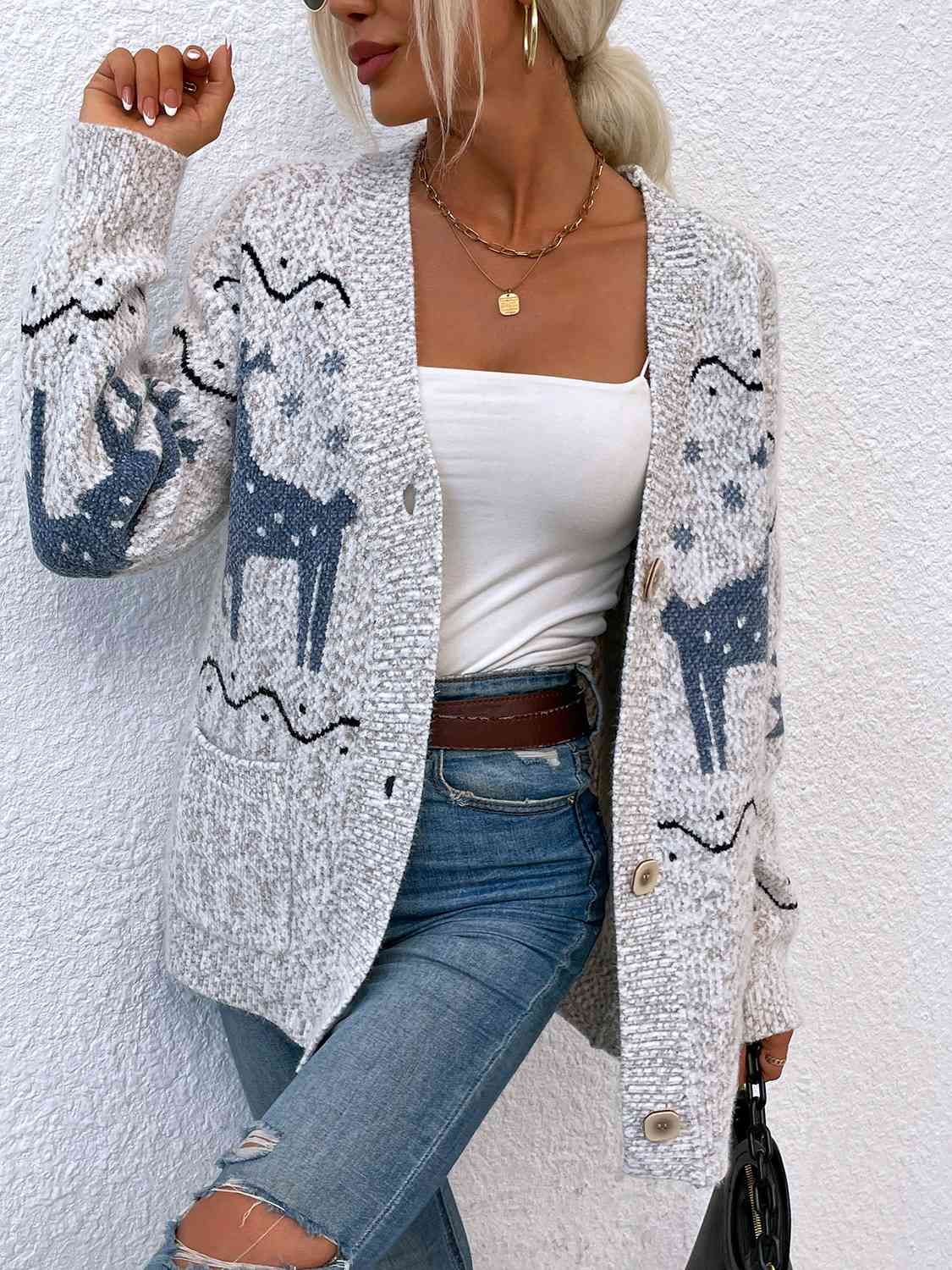 Button down cardigan hot sale with pockets