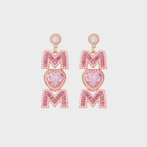 MOM Pearl Rhinestone Alloy Earrings - Sydney So Sweet