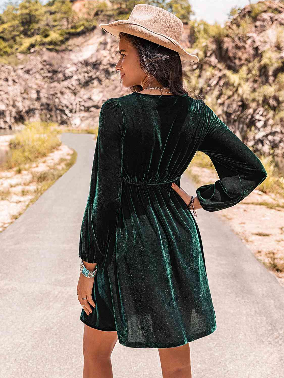 Embroidered Square Neck Long Sleeve Dress - Sydney So Sweet