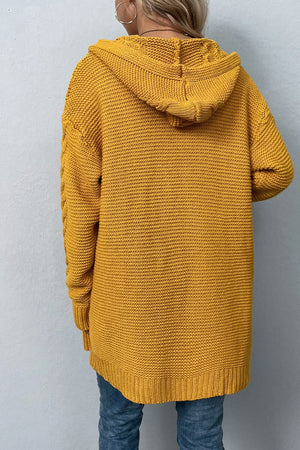 Cable-Knit Dropped Shoulder Hooded Cardigan - Sydney So Sweet