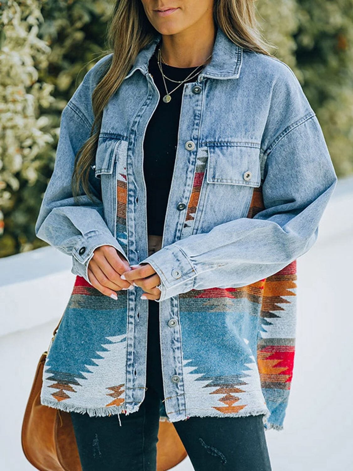 Collared Neck Dropped Shoulder Denim Jacket - Sydney So Sweet