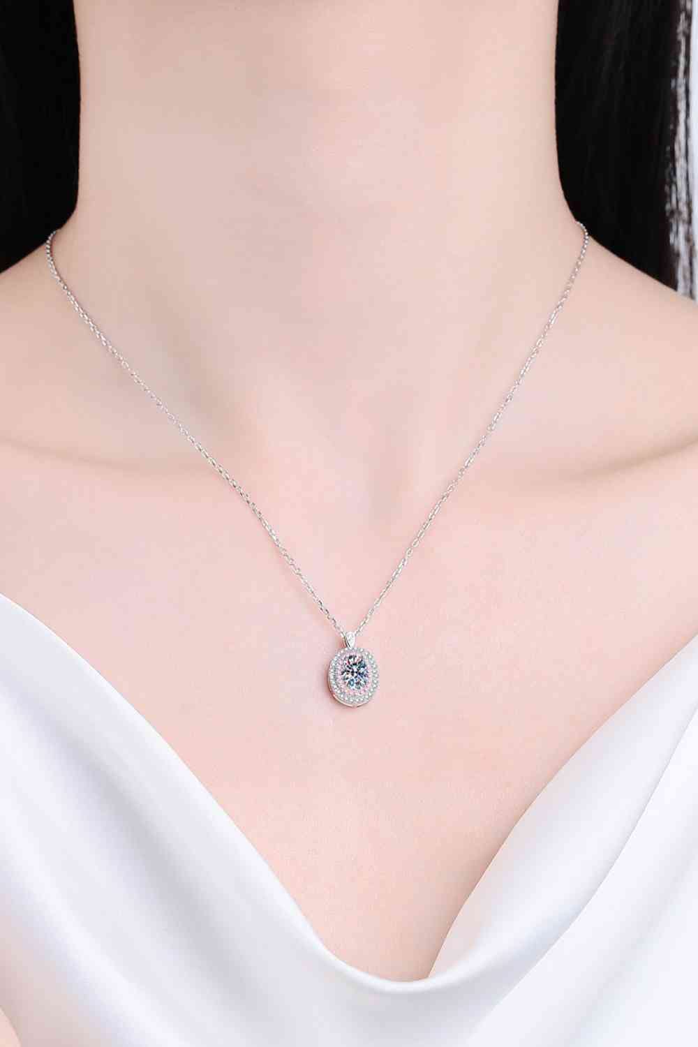 Adored 925 Sterling Silver Rhodium-Plated 1 Carat Moissanite Pendant Necklace - Sydney So Sweet