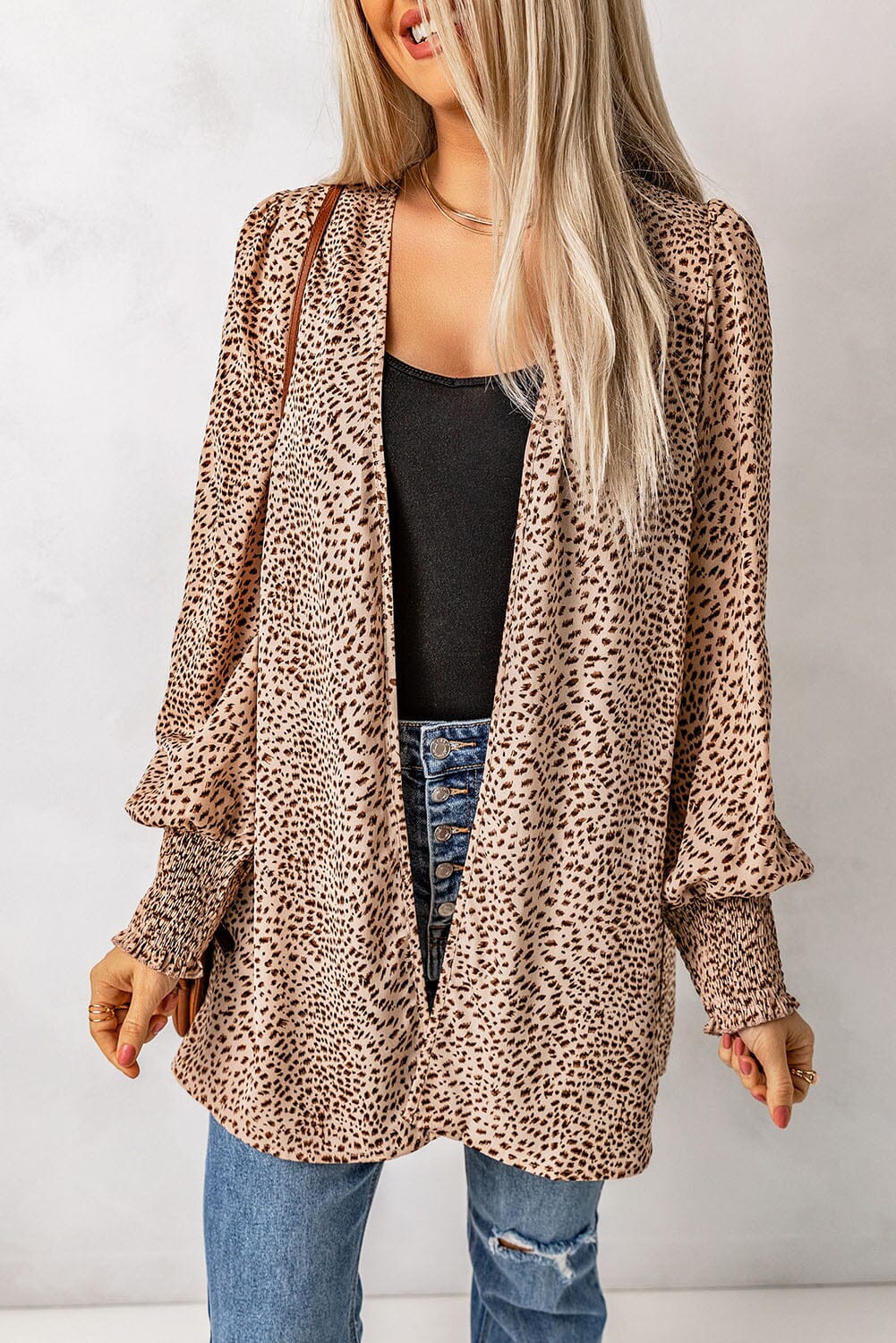 Leopard Print Balloon Sleeve Cardigan - Sydney So Sweet