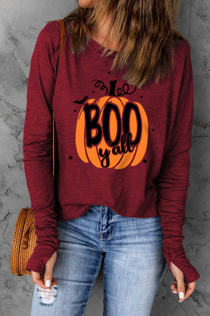 Pumpkin Graphic Thumbhole Sleeve T-Shirt - Sydney So Sweet