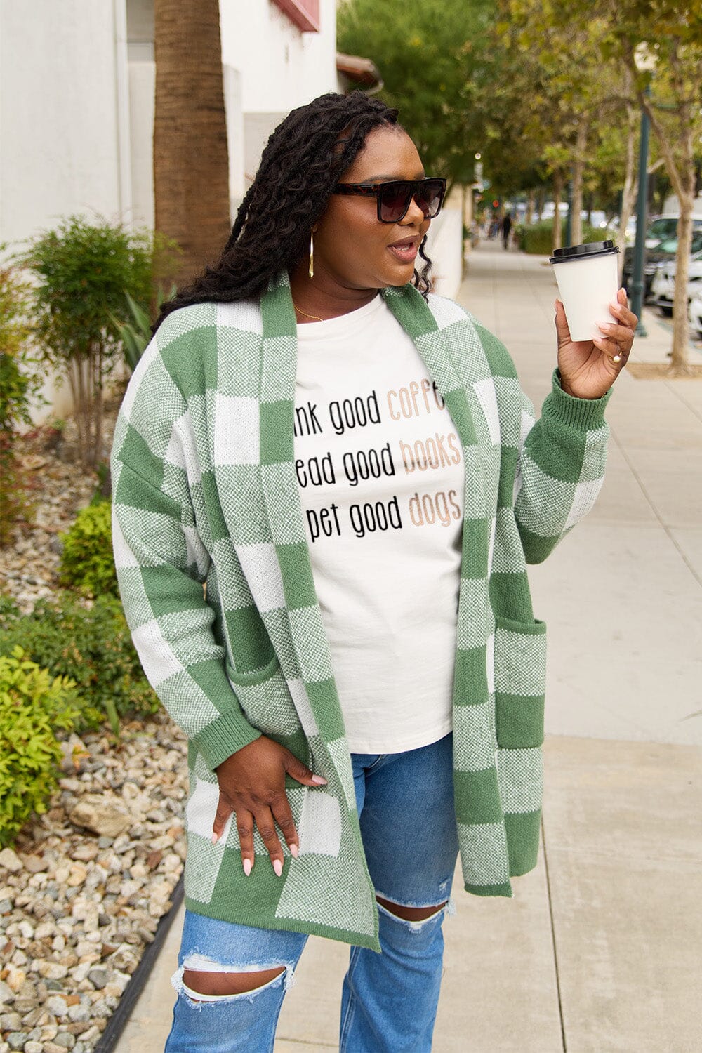 Good Coffee Books & Dogs Graphic Round Neck T-Shirt - Sydney So Sweet