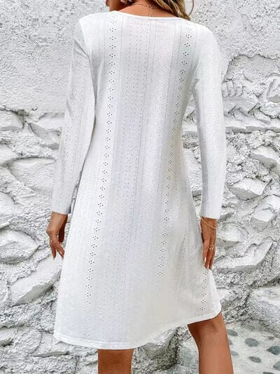 Eyelet V-Neck Long Sleeve Mini Dress - Sydney So Sweet