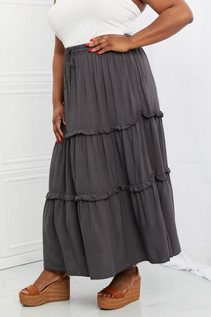 Zenana Summer Days Full Size Ruffled Maxi Skirt in Ash Grey - Sydney So Sweet